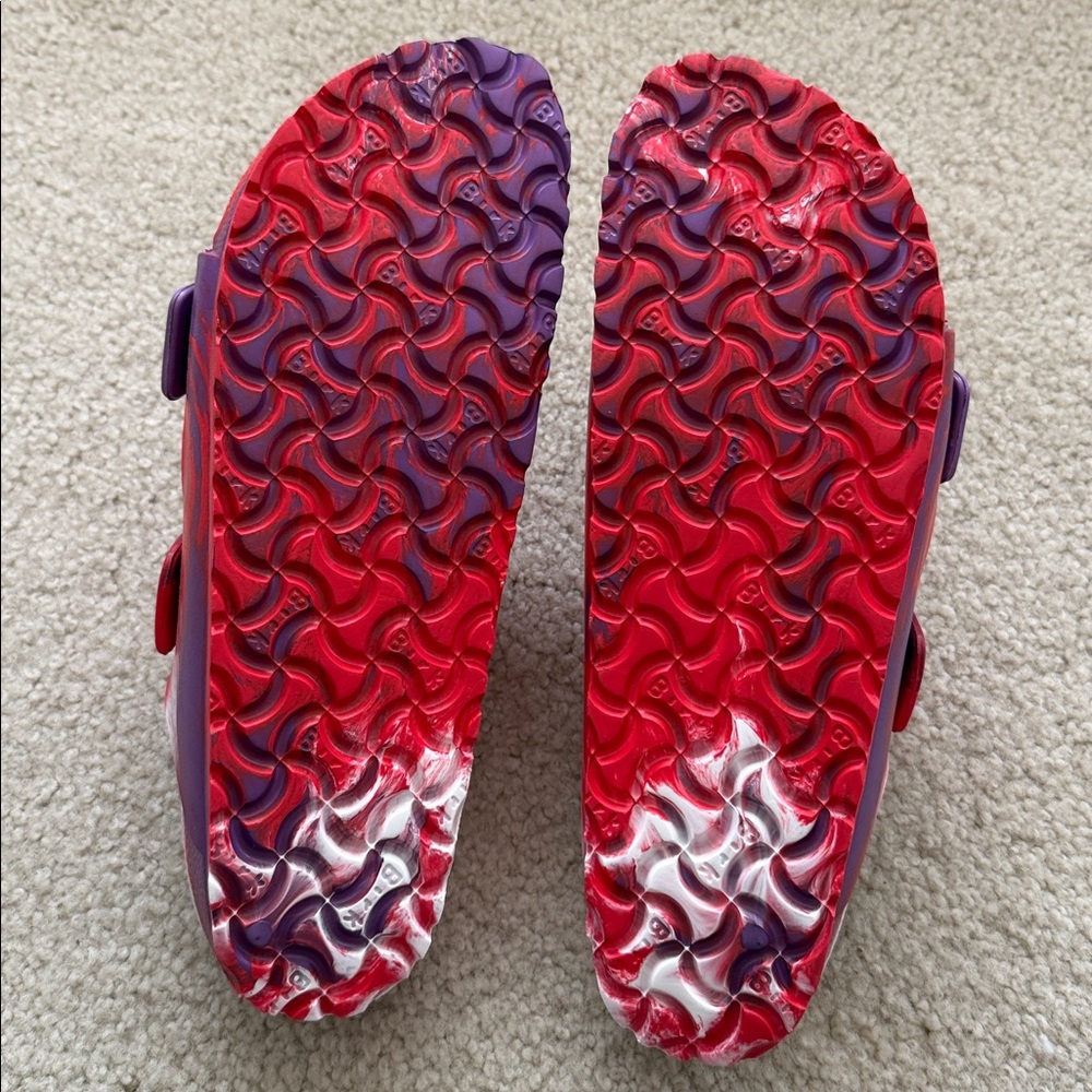 Birkenstock Red and Purple Sandals , women’s 10 , men’s 8. - Picture 6 of 6